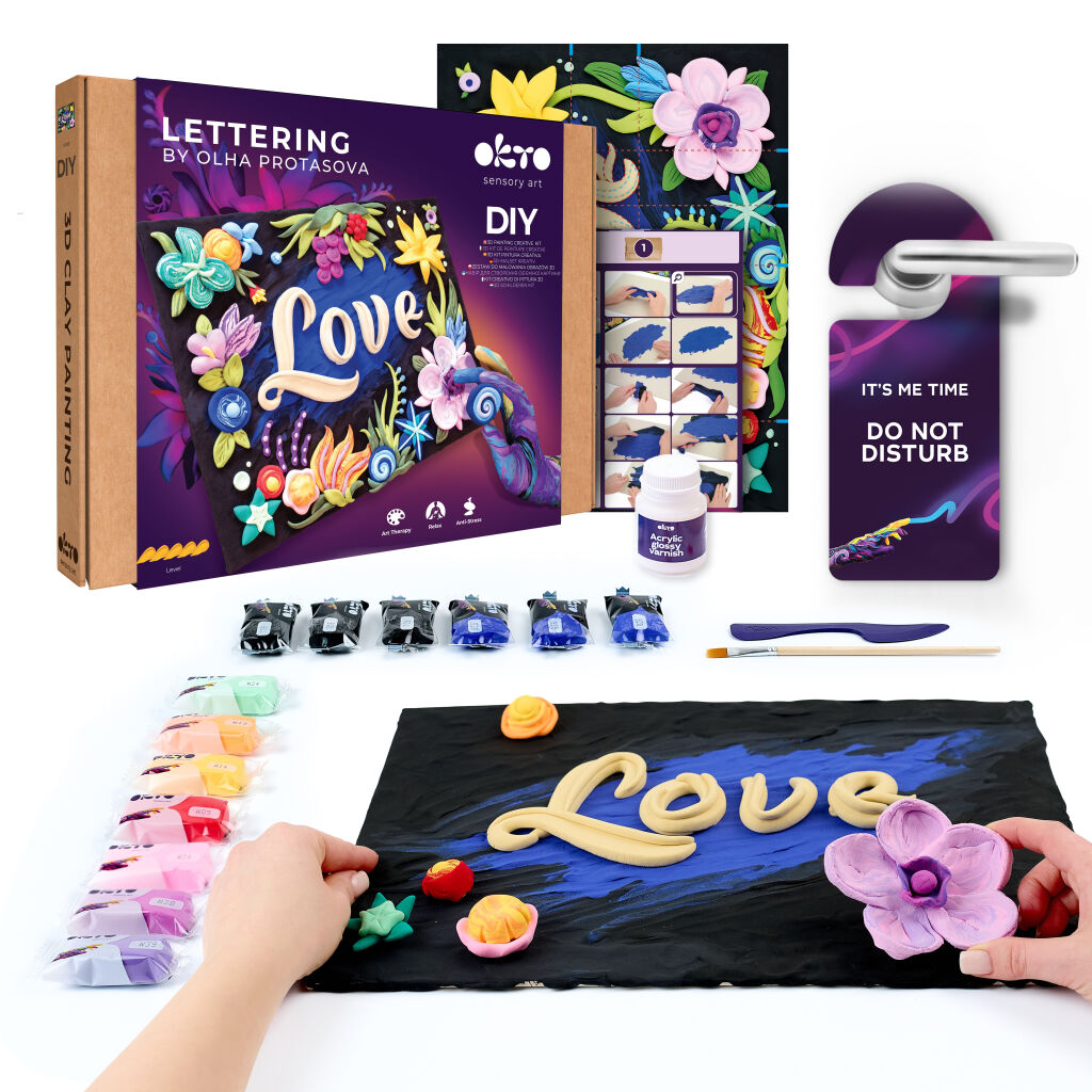 Set pictura 3D cu argila usoara, 30*40cm - Love