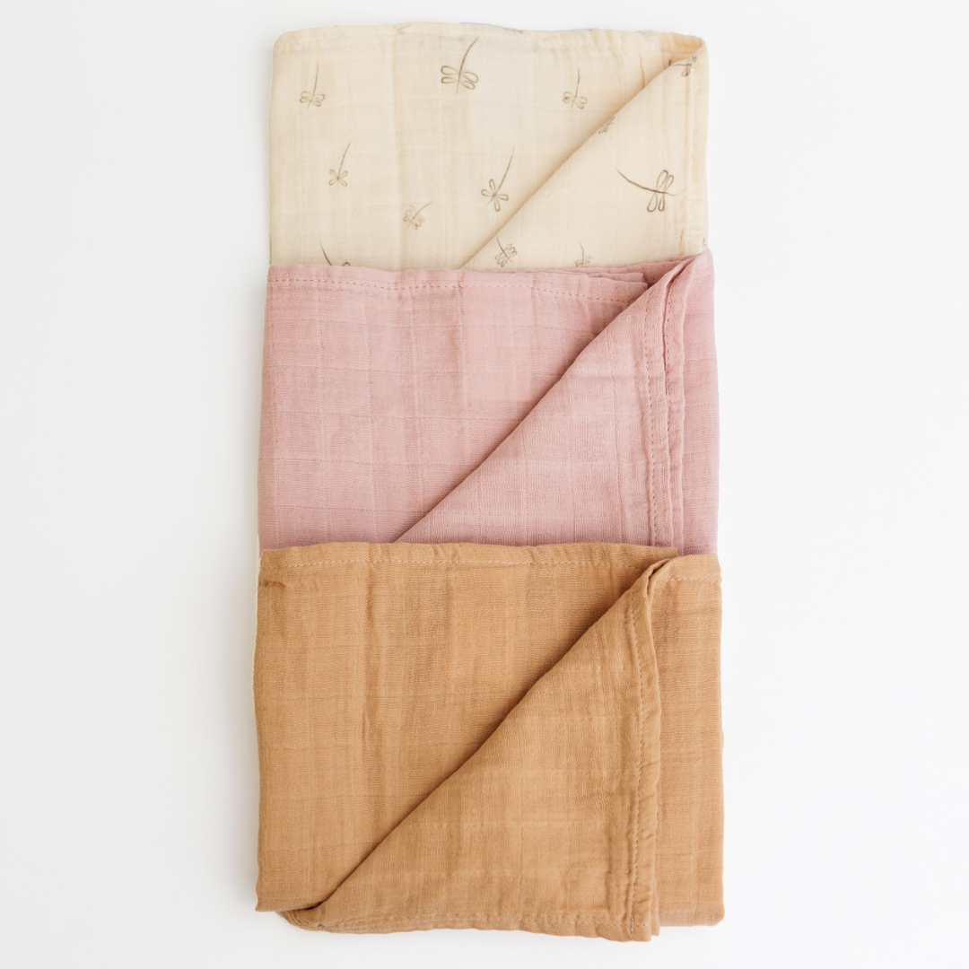 ONINO - Muselina multifunctionala din bumbac 100% organic, HUG.me, Pure Bloom, x3 bucati, 60 x 60 cm, certificata GOTS - gogobaby.ro