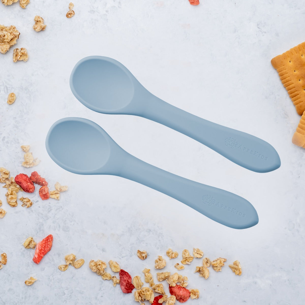 Set Lingurite din silicon, AppeKids - Aqua Blue - gogobaby.ro