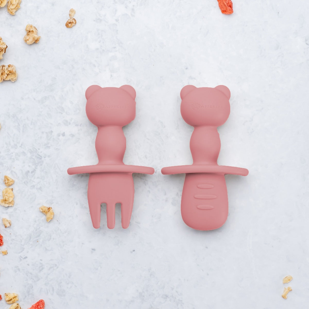 Set Tacamuri din silicon, AppeKids, The Little Bear - Old Rose - gogobaby.ro