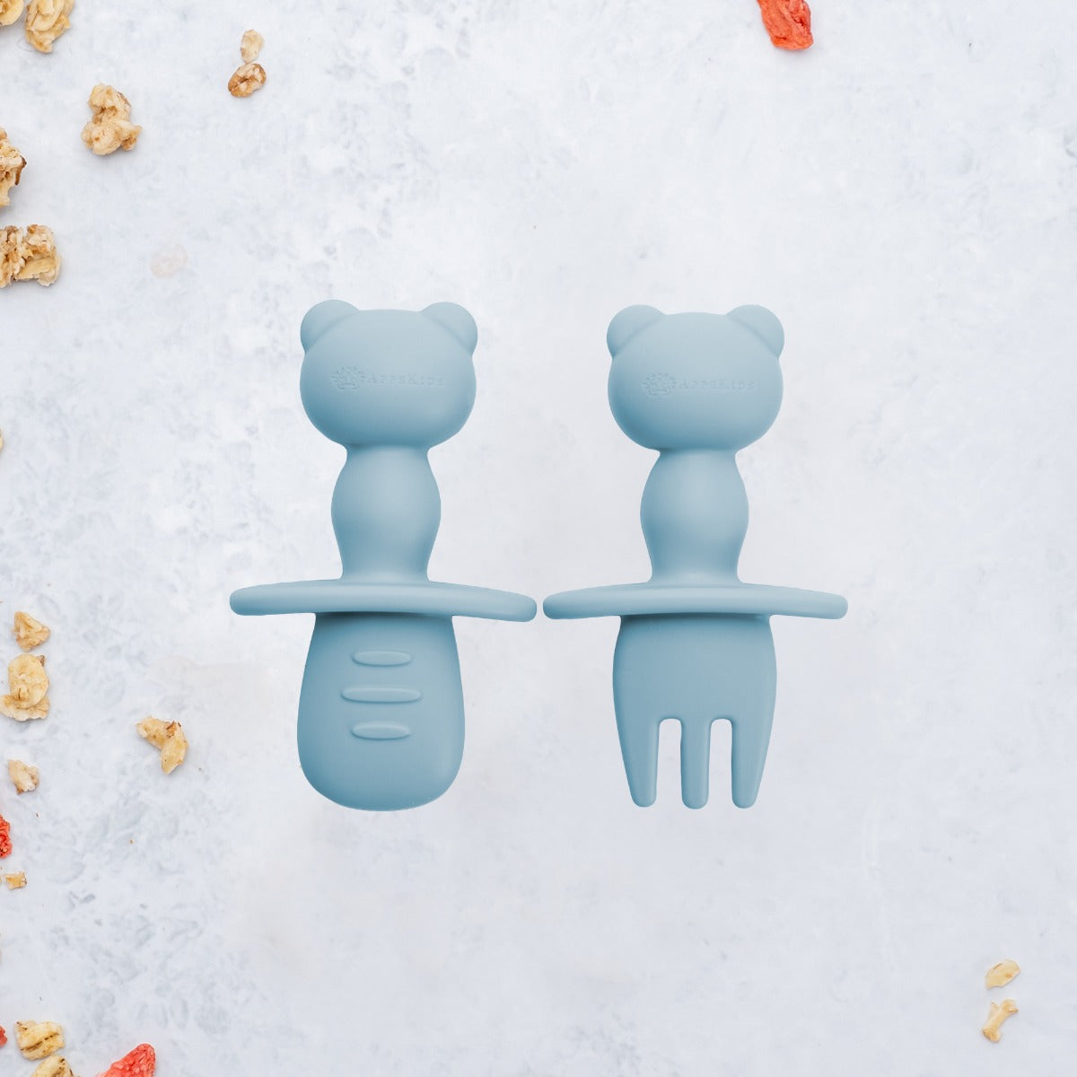 Set Tacamuri din silicon, AppeKids, The Little Bear - Aqua Blue - gogobaby.ro