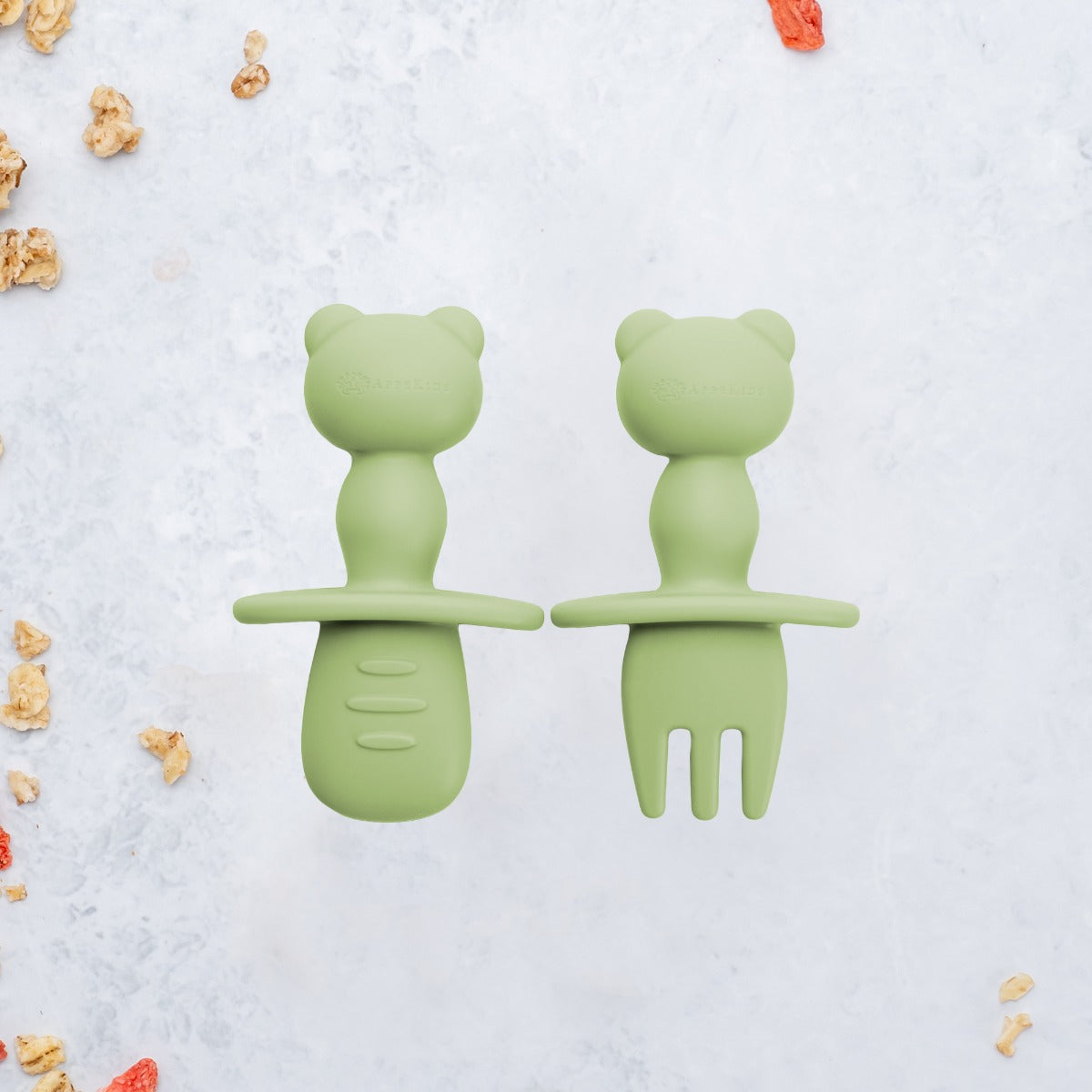 Set Tacamuri din silicon, AppeKids, The Little Bear - Raw Green - gogobaby.ro