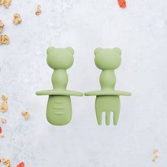 Set Tacamuri din silicon, AppeKids, The Little Bear - Raw Green