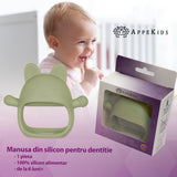 Jucarie pentru dentitie din silicon, Appekids, Manusa Kitty - Raw Green
