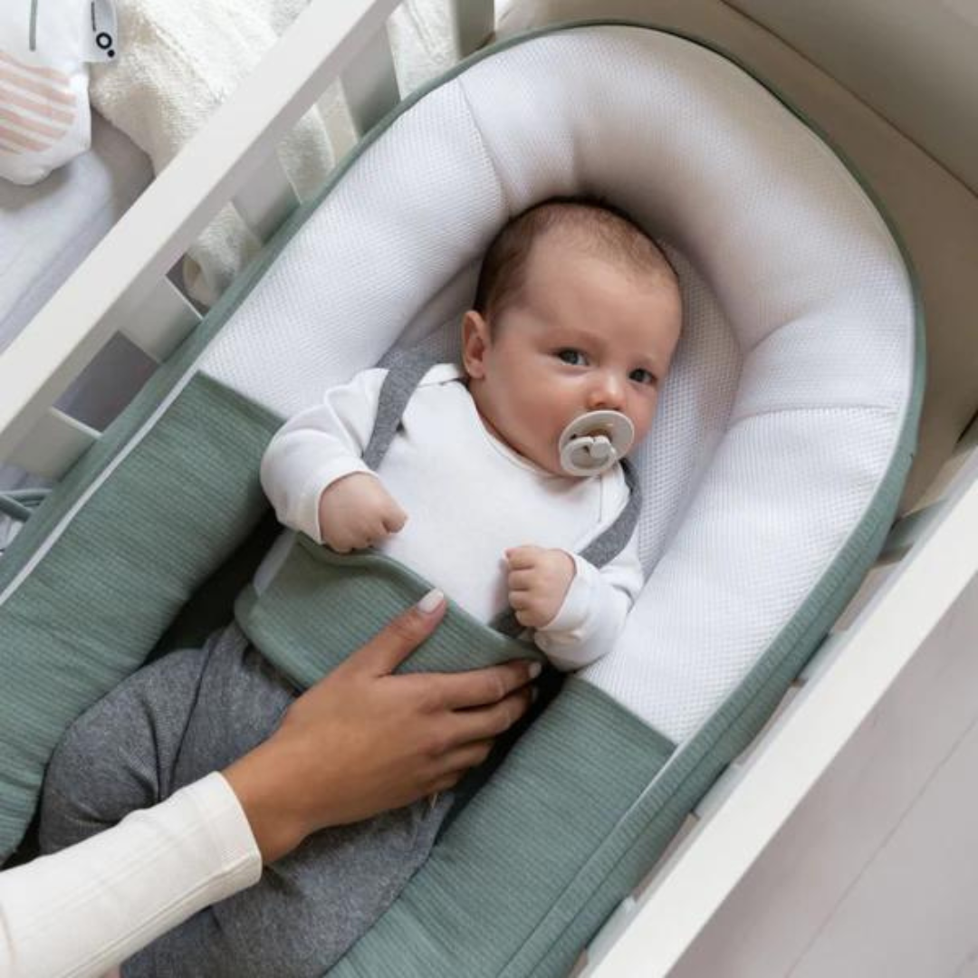 Doomoo - Baby Nest din bumbac organic Cocoon Tetra Jersey Green - gogobaby.ro