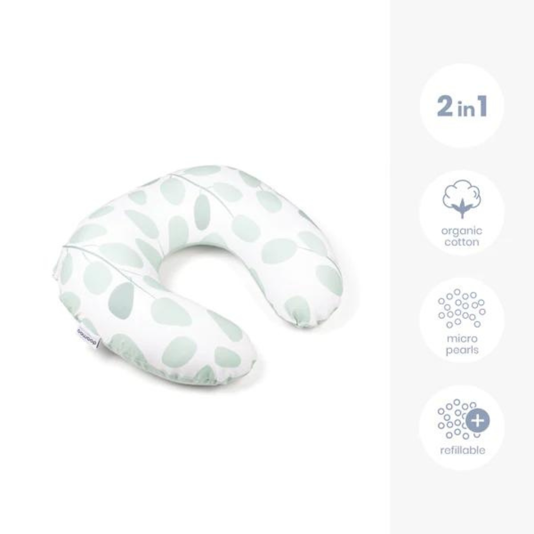 Doomoo - Perna pentru alaptat 2 in 1 Softy Leaves Aqua Green - gogobaby.ro