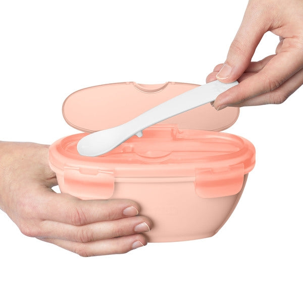Skip Hop - Set de calatorie pentru hranire (bol + lingurita) - Soft coral