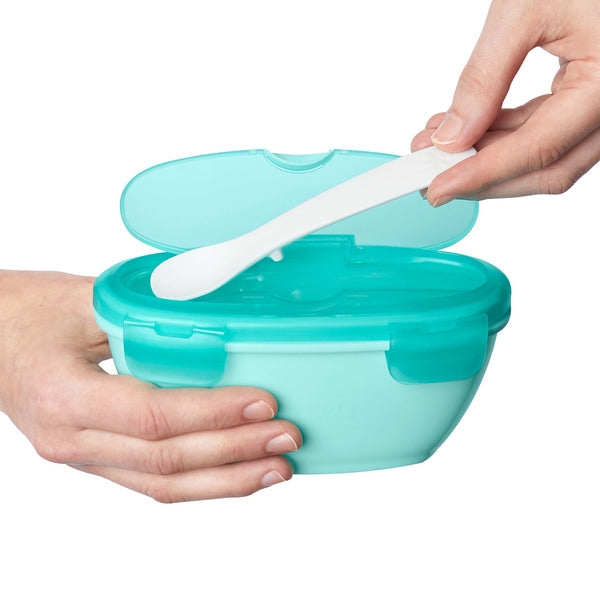 Skip Hop - Set de calatorie pentru hranire (bol + lingurita) - Soft turcoaz