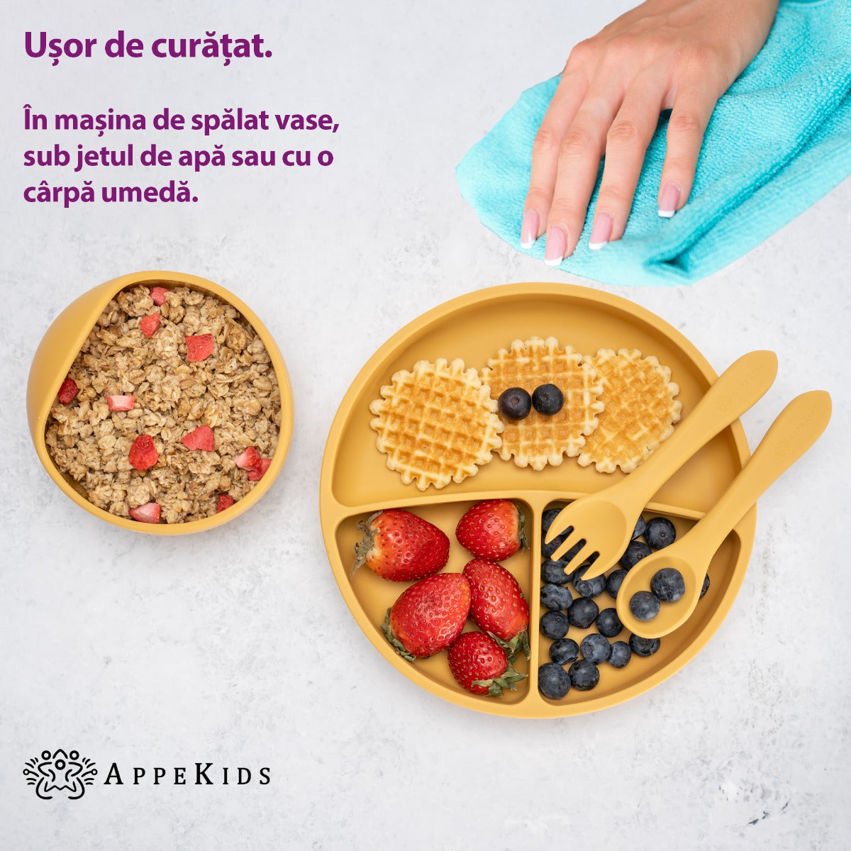 Set Diversificare, AppeKids, 100% Silicon, Basic - Honey - gogobaby.ro