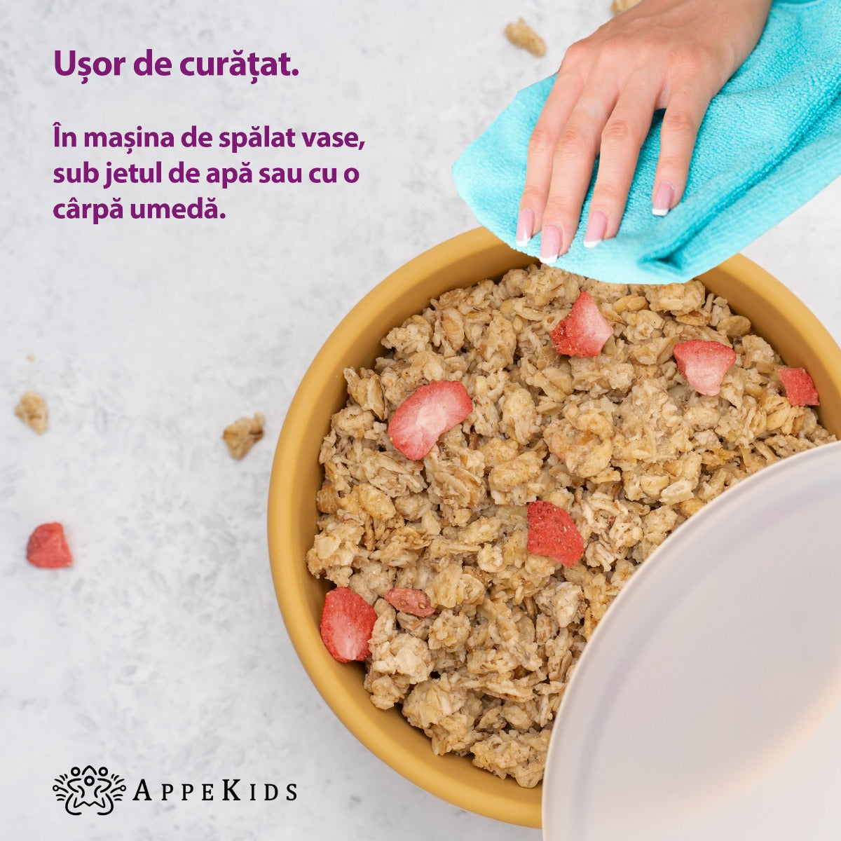 Bol din silicon cu ventuza si capac, AppeKids - Honey - gogobaby.ro