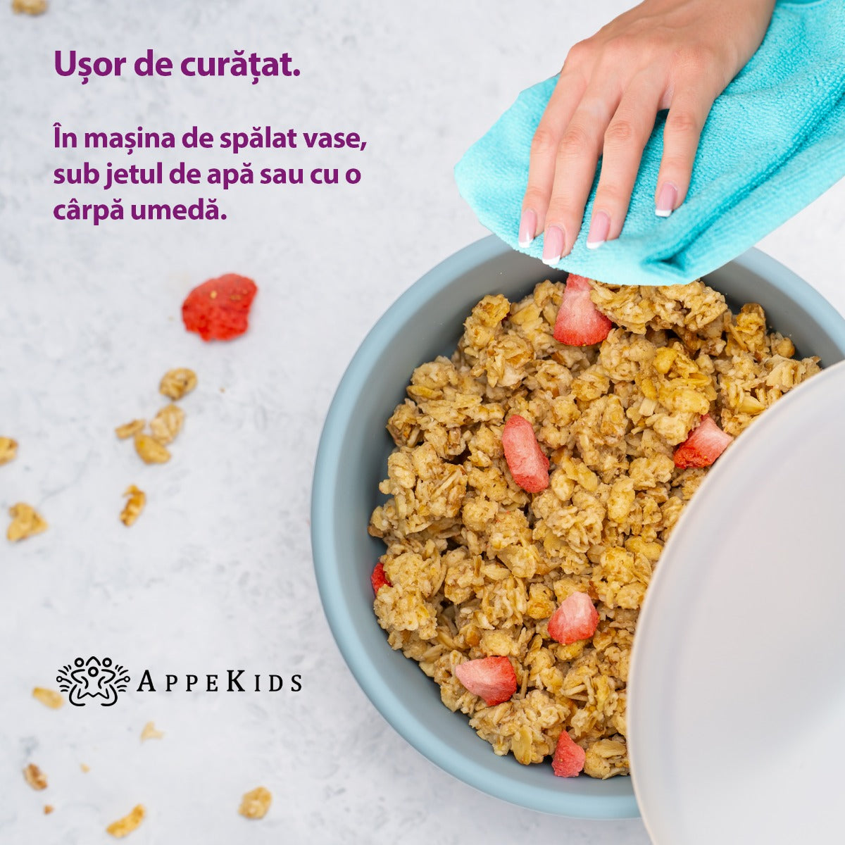 Bol din silicon cu ventuza si capac, AppeKids - Raw Green - gogobaby.ro