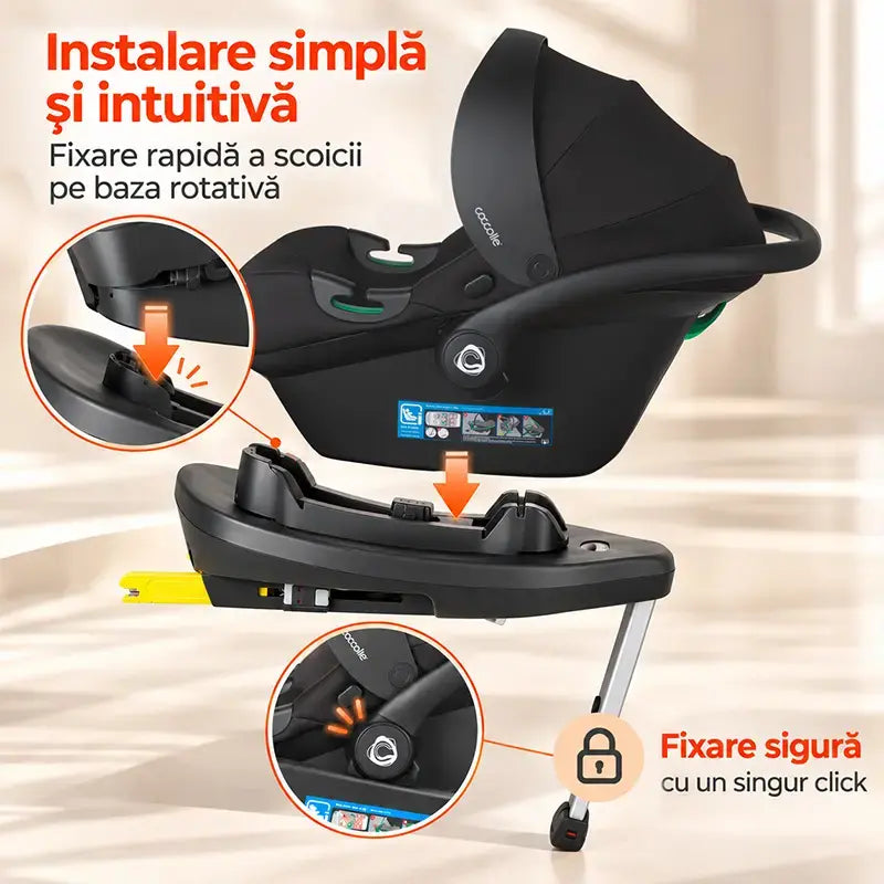 Scoica auto iSize C Knox Black + Baza rotativa isofix iSize Coccolle Knox