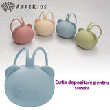 Suport pentru suzeta din silicon, AppeKids, The Little Bear - Aqua Blue