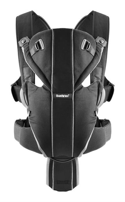BabyBjorn - Marsupiu Anatomic Miracle Black-silver, cu pozitii multiple de purtare