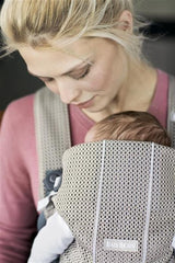BabyBjorn - Marsupiu anatomic Mini, cu pozitii multiple de purtare, Greige, 3D Mesh