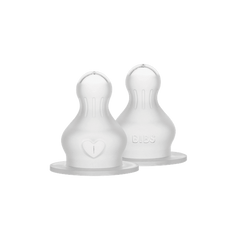 BIBS - Set 2 tetine pentru biberon, Silicon, cu flux lent