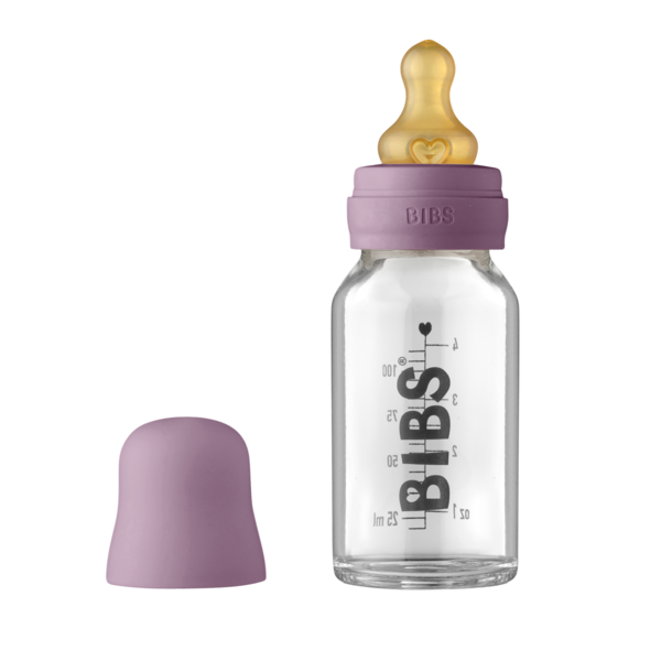 BIBS - Set complet biberon din sticla anticolici, 110 ml, Mauve - gogobaby.ro