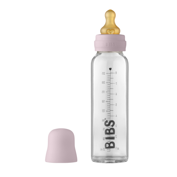 BIBS - Set complet biberon din sticla anticolici, 225 ml, Dusky Lilac - gogobaby.ro