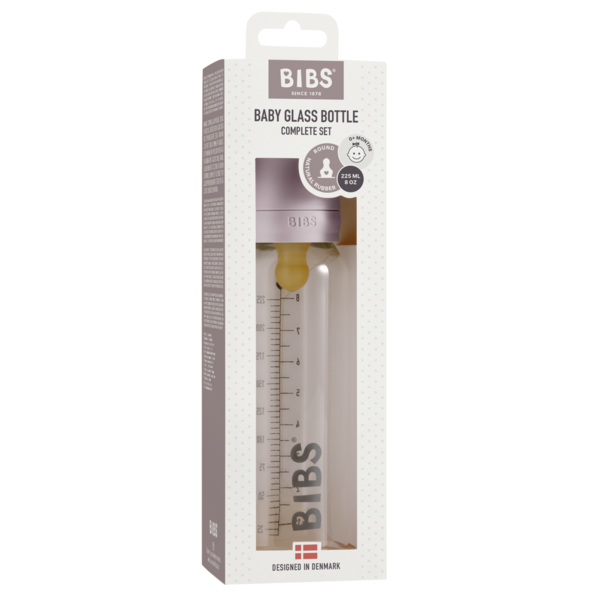 BIBS - Set complet biberon din sticla anticolici, 225 ml, Dusky Lilac - gogobaby.ro