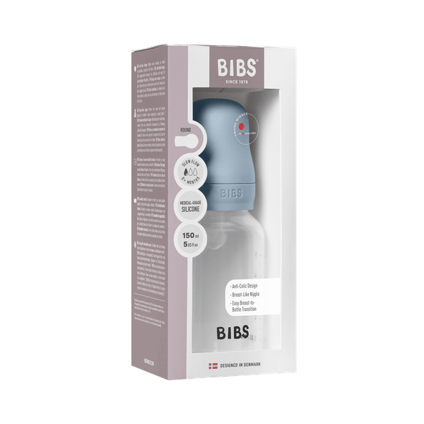 BIBS - Set complet biberon anticolici PP fara BPA, 150 ml, Silicon, Baby Blue - gogobaby.ro