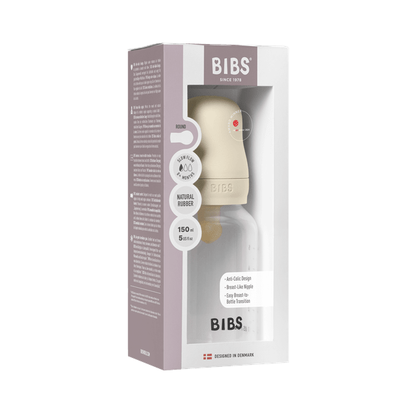 BIBS - Set complet biberon anticolici PP fara BPA, 150 ml, Latex, Ivory - gogobaby.ro