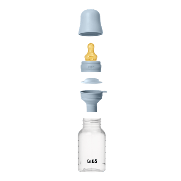 BIBS - Set complet biberon anticolici PP fara BPA, 150 ml, Latex, Baby Blue - gogobaby.ro