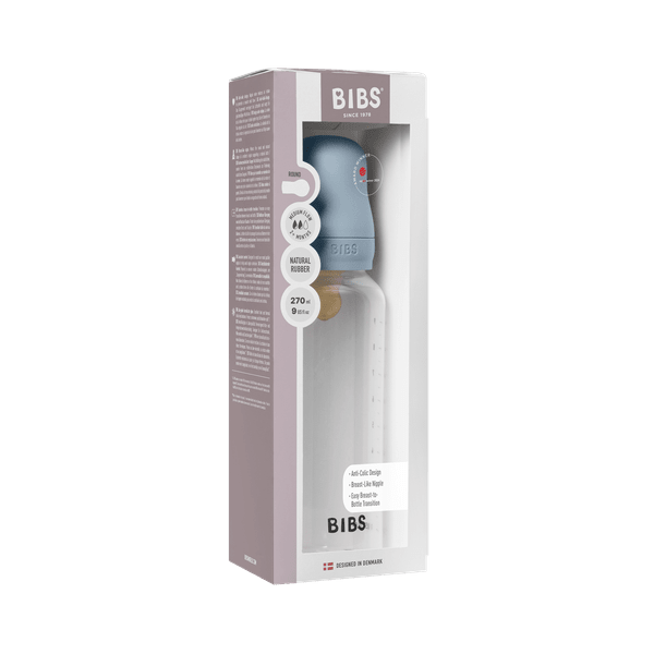 BIBS - Set complet biberon anticolici PP fara BPA, 270 ml, Latex, Baby Blue - gogobaby.ro
