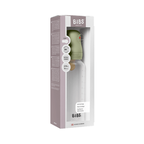 BIBS - Set complet biberon anticolici PP fara BPA, 270 ml, Latex, Sage