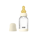 BIBS - Set complet biberon Boheme din sticla anticolici cu tetina din latex, flux lent, 120 ml, Ivory