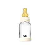 BIBS - Set complet biberon Boheme din sticla anticolici cu tetina din latex, flux lent, 120 ml, Ivory