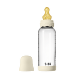 BIBS - Set complet biberon Boheme din sticla anticolici cu tetina din latex, flux mediu, 240 ml, Ivory