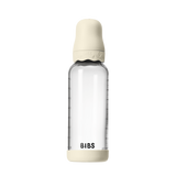 BIBS - Set complet biberon Boheme din sticla anticolici cu tetina din latex, flux mediu, 240 ml, Ivory