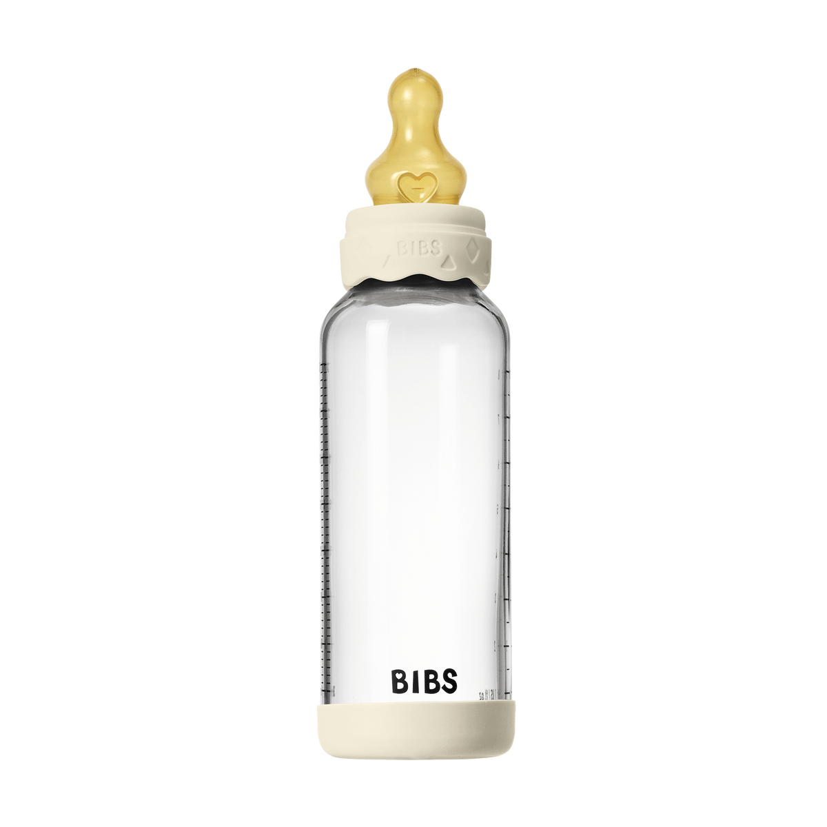 BIBS - Set complet biberon Boheme din sticla anticolici cu tetina din latex, flux mediu, 240 ml, Ivory