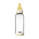 BIBS - Set complet biberon Boheme din sticla anticolici cu tetina din latex, flux mediu, 240 ml, Ivory