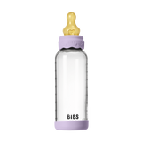 BIBS - Set complet biberon Boheme din sticla anticolici cu tetina din latex, flux mediu, 240 ml, Violet Sky