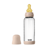 BIBS - Set complet biberon din sticla anticolici cu tetina din latex, flux mediu, 240 ml, Blush