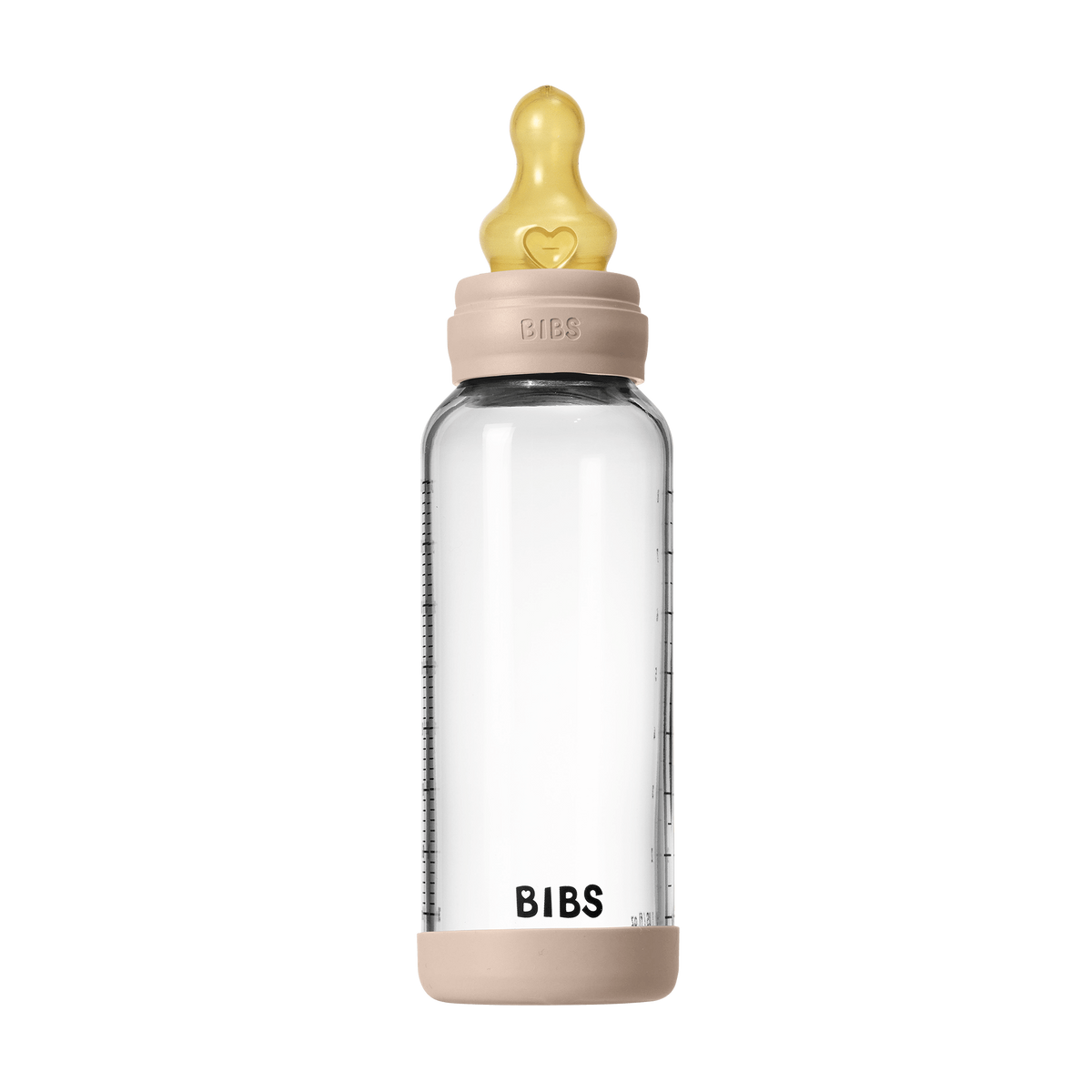 BIBS - Set complet biberon din sticla anticolici cu tetina din latex, flux mediu, 240 ml, Blush - gogobaby.ro