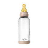 BIBS - Set complet biberon din sticla anticolici cu tetina din latex, flux mediu, 240 ml, Blush