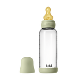 BIBS - Set complet biberon din sticla anticolici cu tetina din latex, flux mediu, 240 ml, Sage