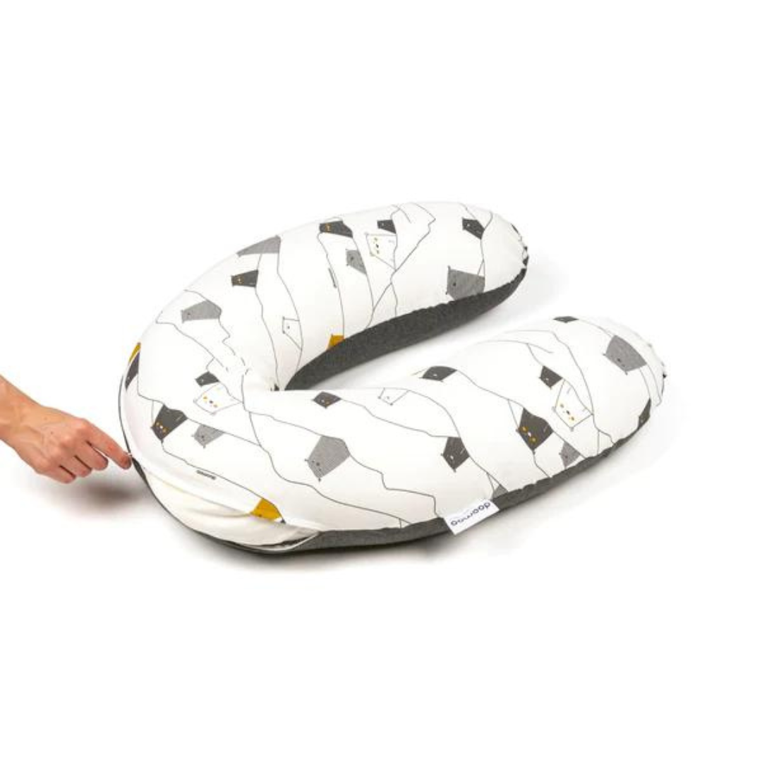 Doomoo - Perna mare pentru gravide si bebelusi 3 in 1, bumbac organic Buddy Bear Grey - gogobaby.ro