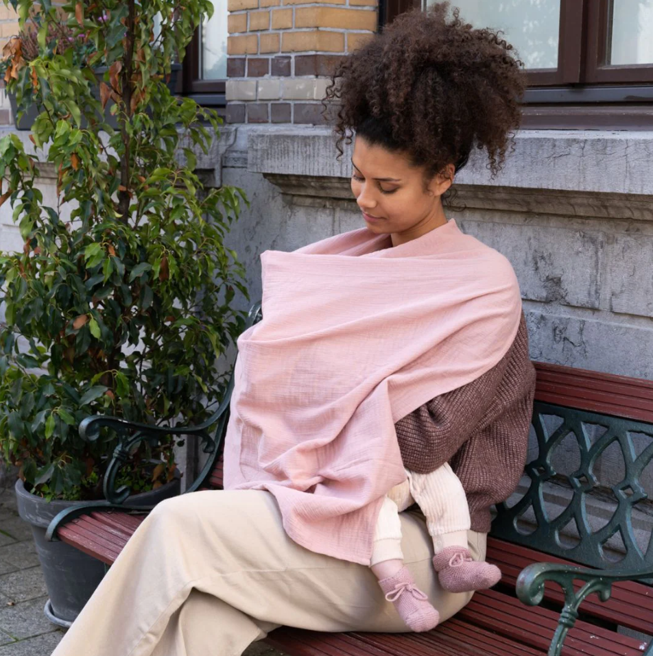 Doomoo - Esarfa pentru alaptat multifunctionala din bumbac organic Mom’n Play Pink - gogobaby.ro