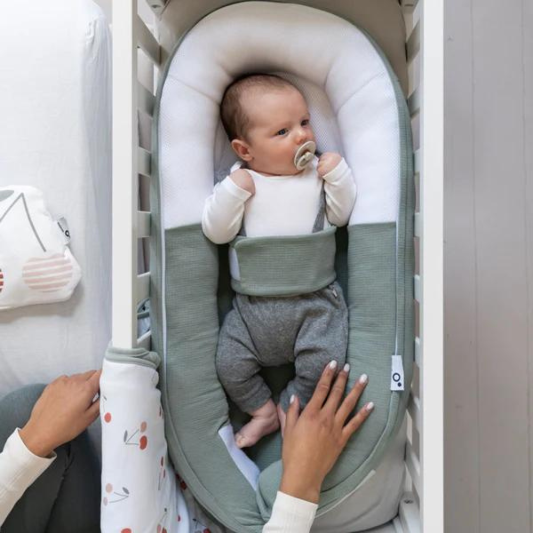 Doomoo - Baby Nest din bumbac organic Cocoon Tetra Jersey Green - gogobaby.ro