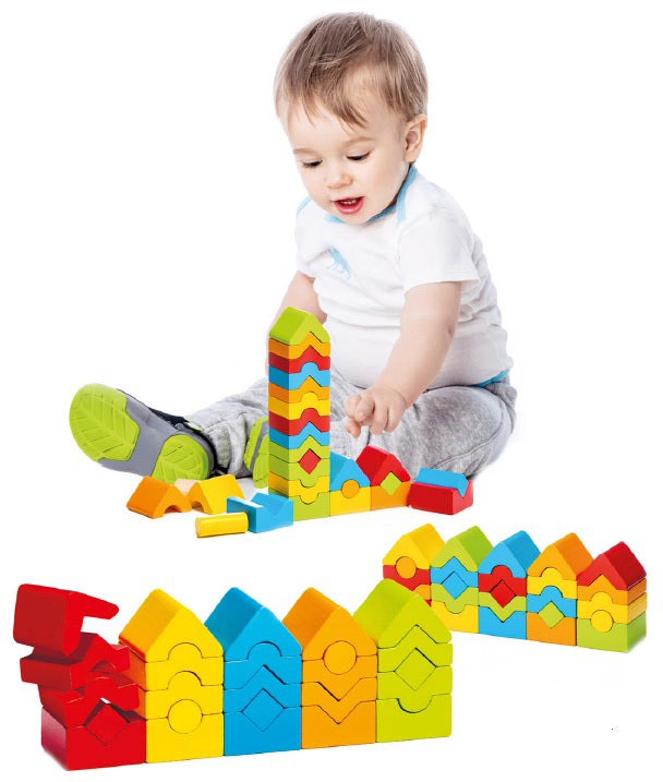 Jucarie Din Lemn Cubika, Set de constructii â€œTurnuriâ€ - gogobaby.ro
