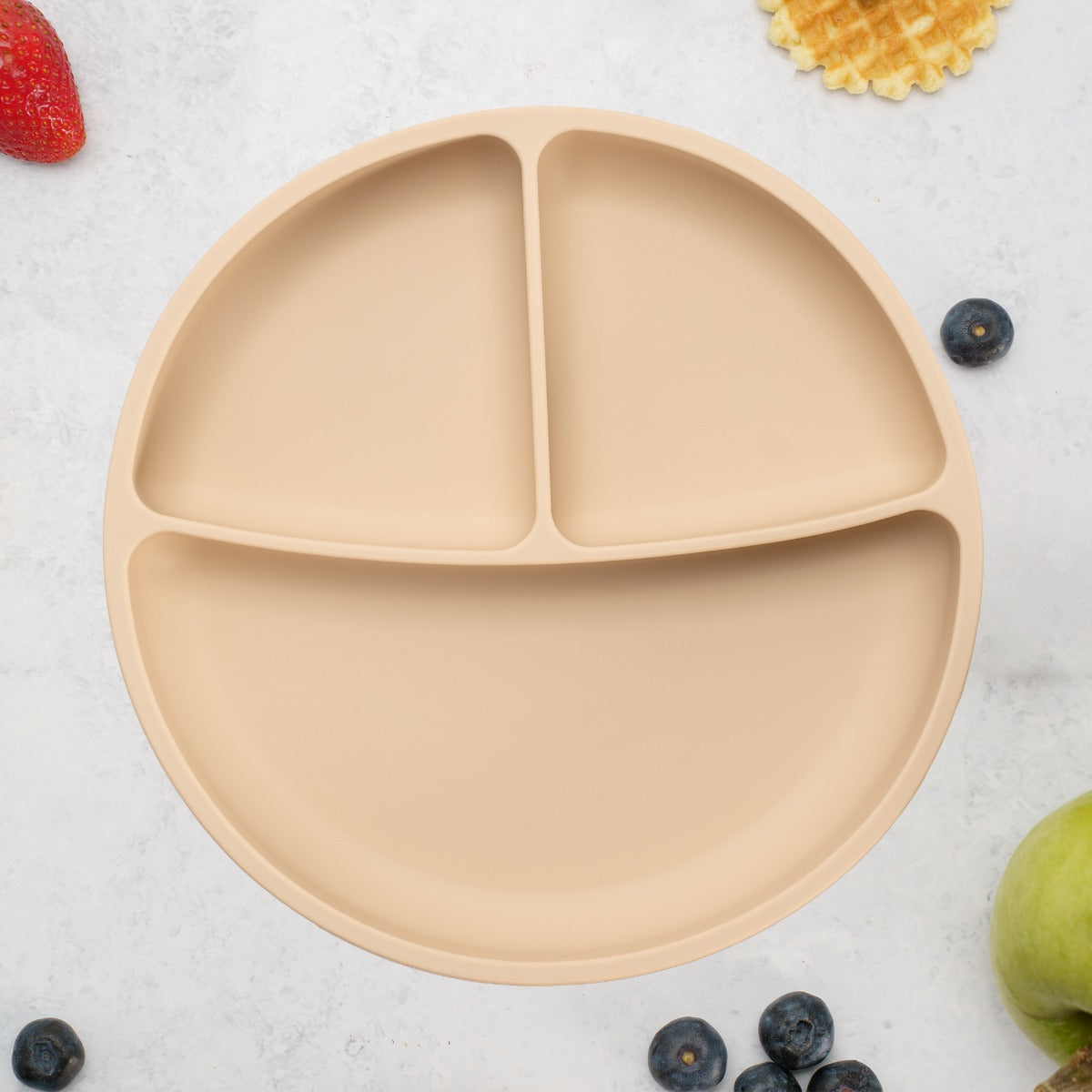 Farfurie compartimentata din silicon cu ventuza, AppeKids - Bubble Beige - gogobaby.ro