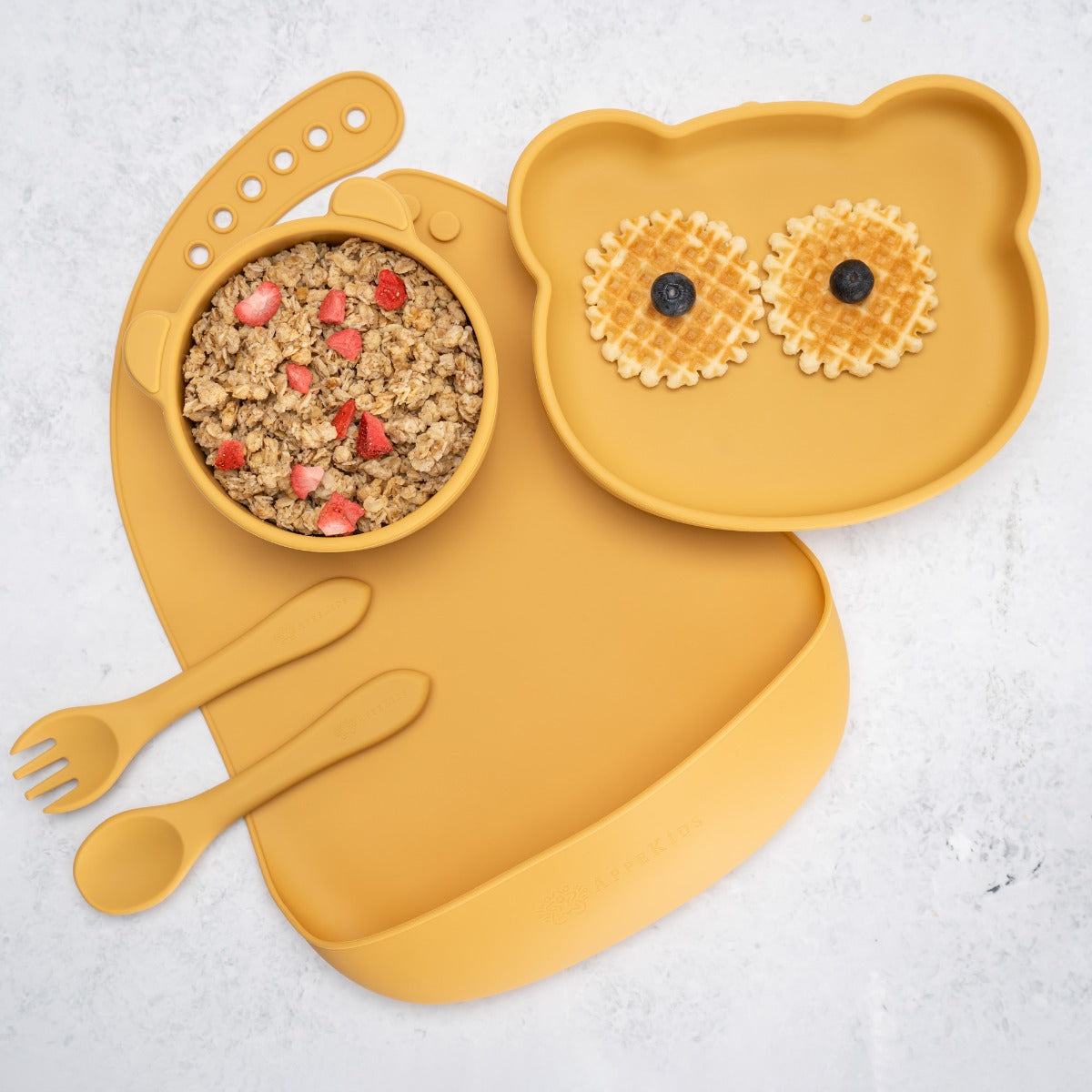 Set Diversificare, AppeKids, 100% Silicon, Panda - Honey - gogobaby.ro