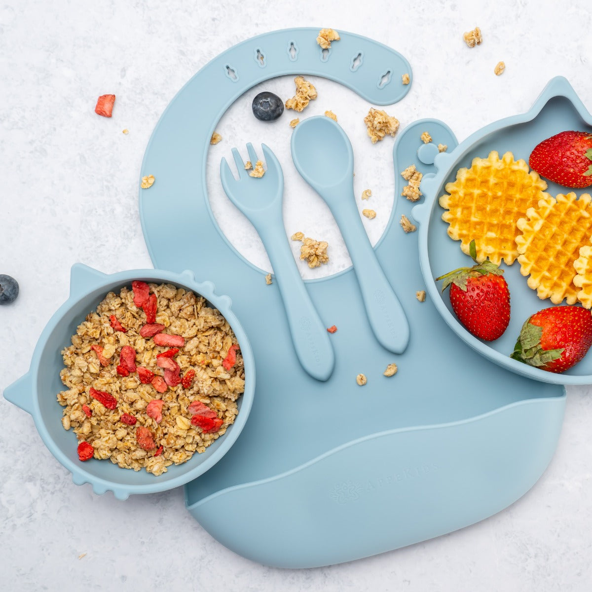 Set Diversificare, AppeKids, 100% Silicon, Kitty - Aqua Blue - gogobaby.ro