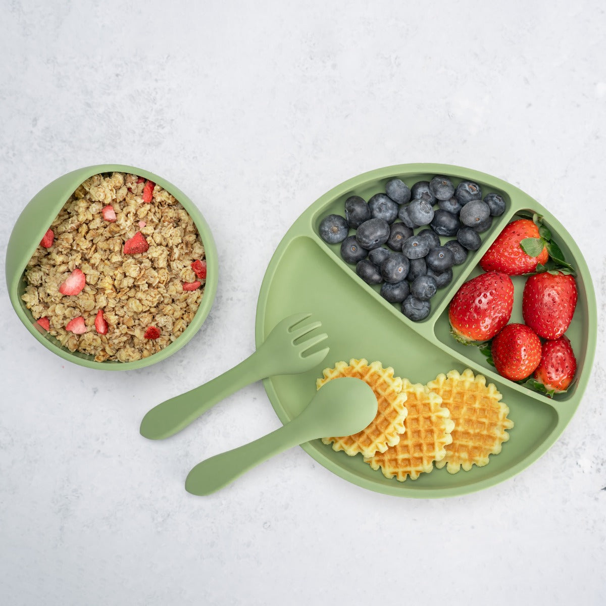 Set Diversificare, AppeKids, 100% Silicon, Basic - Raw Green - gogobaby.ro