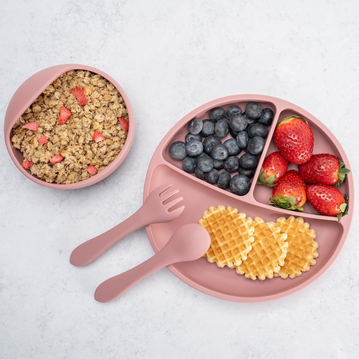 Set Diversificare, AppeKids, 100% Silicon, Basic - Old Rose - gogobaby.ro