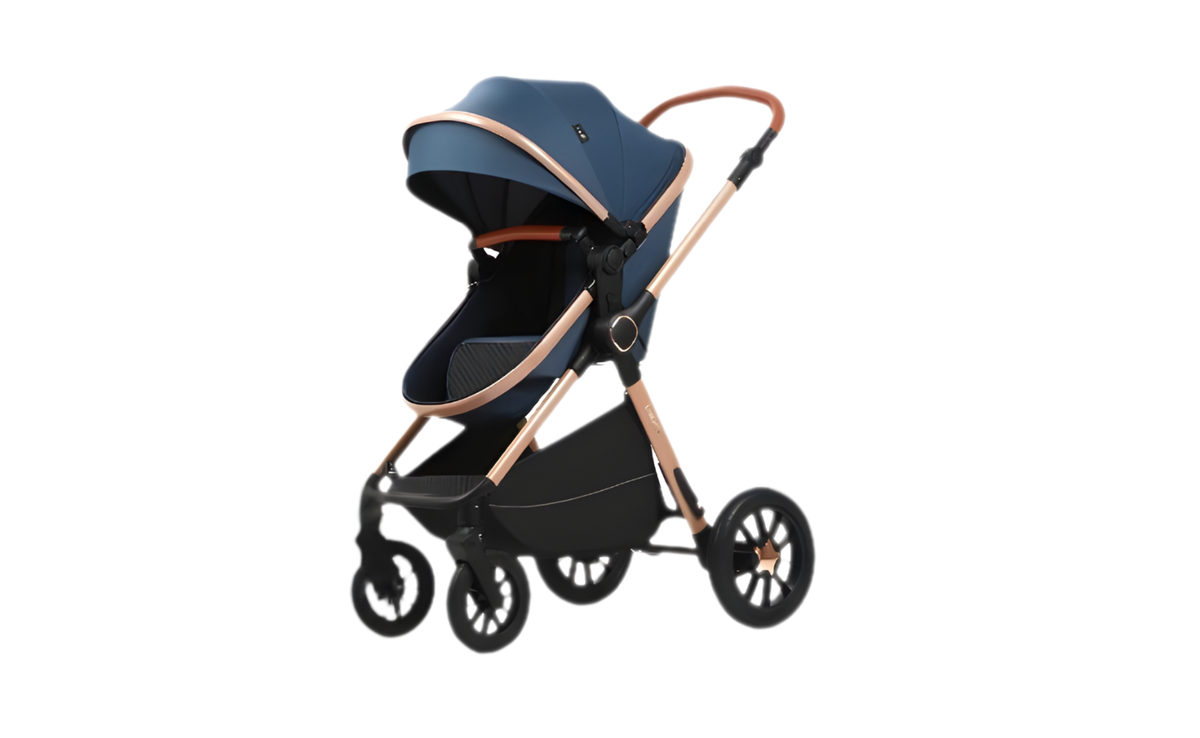 Carucior 3 in 1, L-Sun, Marina, Transformabil, Maner reversibil, Cadrul aluminiu, Cu landou si salteluta moale, Include saculet de picioare, Geanta pentru parinti, Sustine 22 kg, Bluemarin - gogobaby.ro