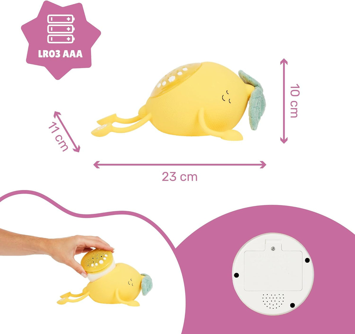 Badabulle - Lampa de veghe Basile in forma de lamaie cu proiectii si sunete linistitoare - gogobaby.ro